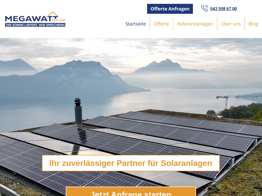 Website von MEGAWATT SOLAR AG in Baar