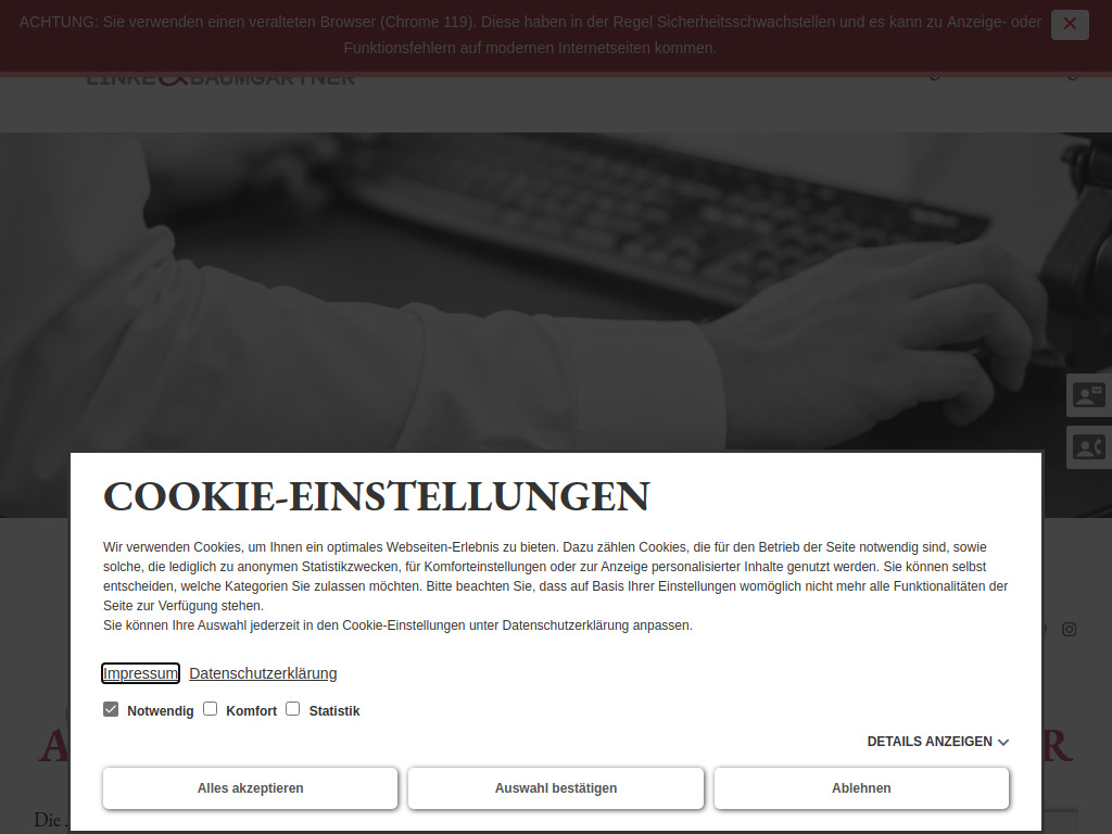 Website von Anwaltskanzlei Linke & Baumgartner in Waldshut-Tiengen