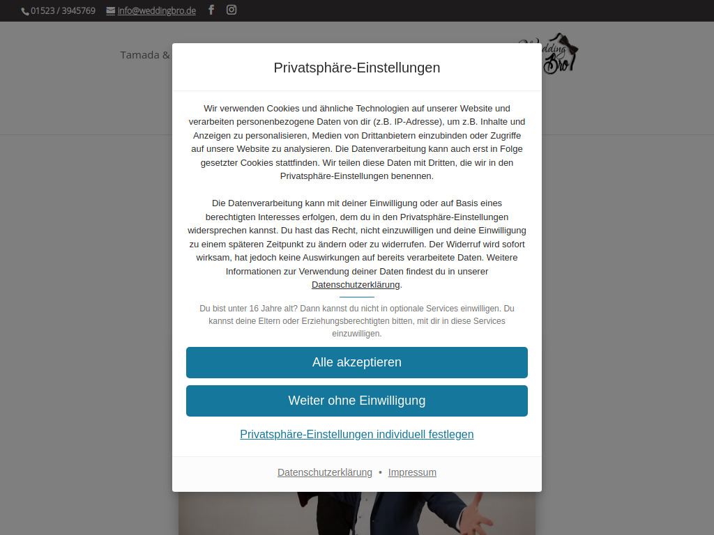 Website von WeddingBro Events in Freudenberg