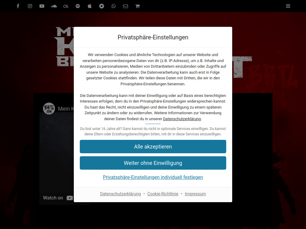 Website von Mein Kopf ist ein brutaler Ort in Mainz