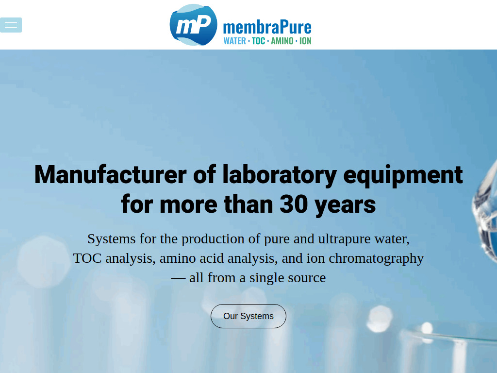 Website von membraPure GmbH in Hennigsdorf