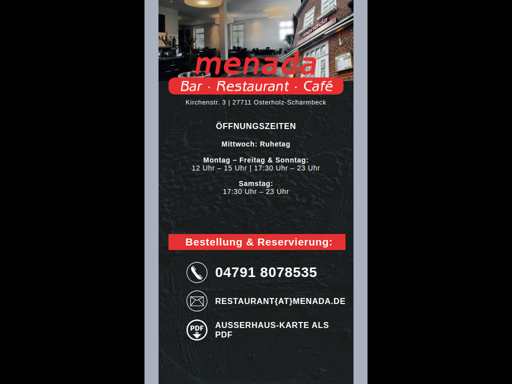 Website von Restaurant Menada in Osterholz-Scharmbeck