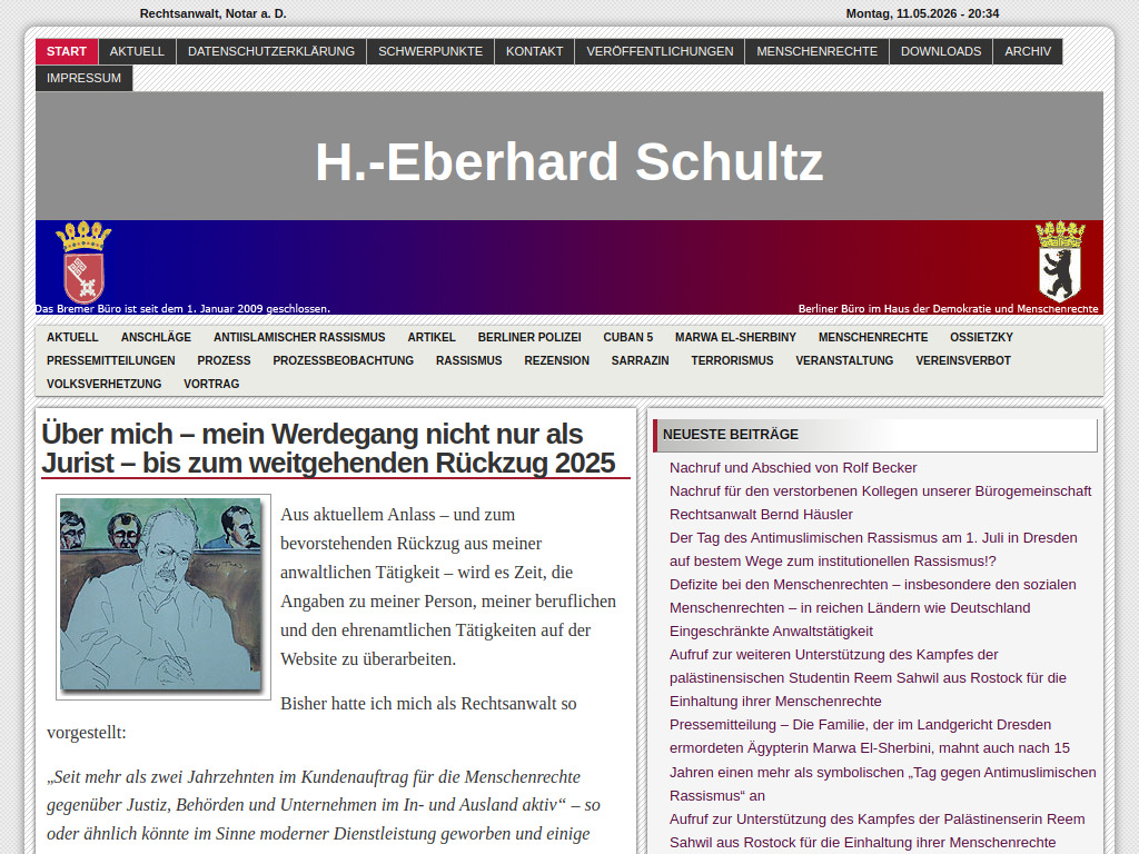 Website von H.-Eberhard Schultz - Rechtsanwalt, Notar a. D. in Berlin