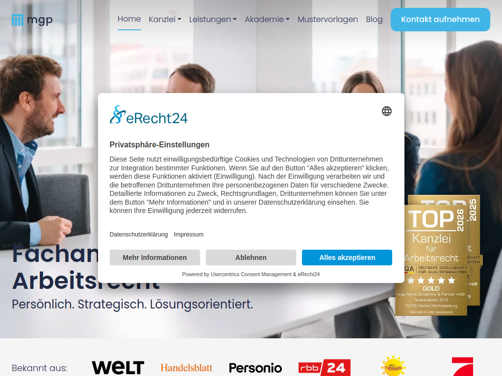 Website von Anwalt Arbeitsrecht Berlin