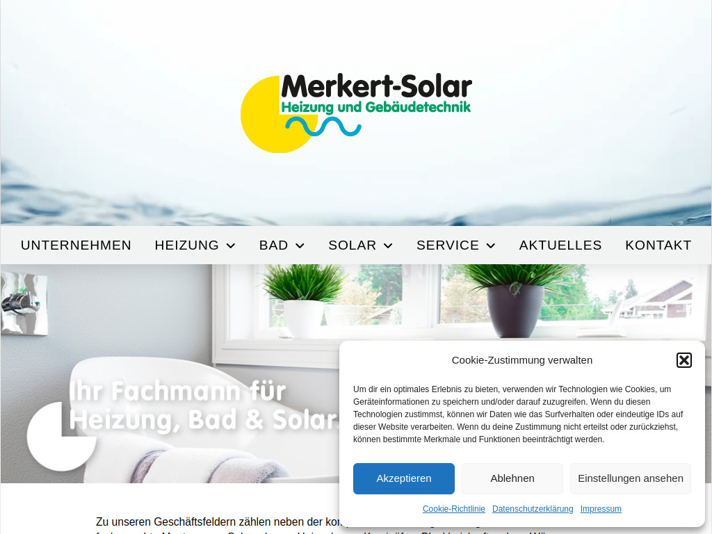 Website von Merkert-Solar Heizung und Gebäudetechnik in Freudental