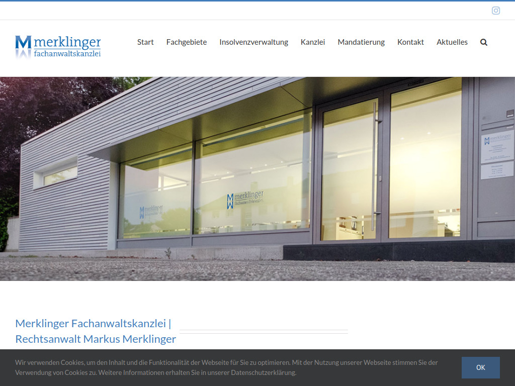 Website von Merklinger Fachanwaltskanzlei in Rastatt