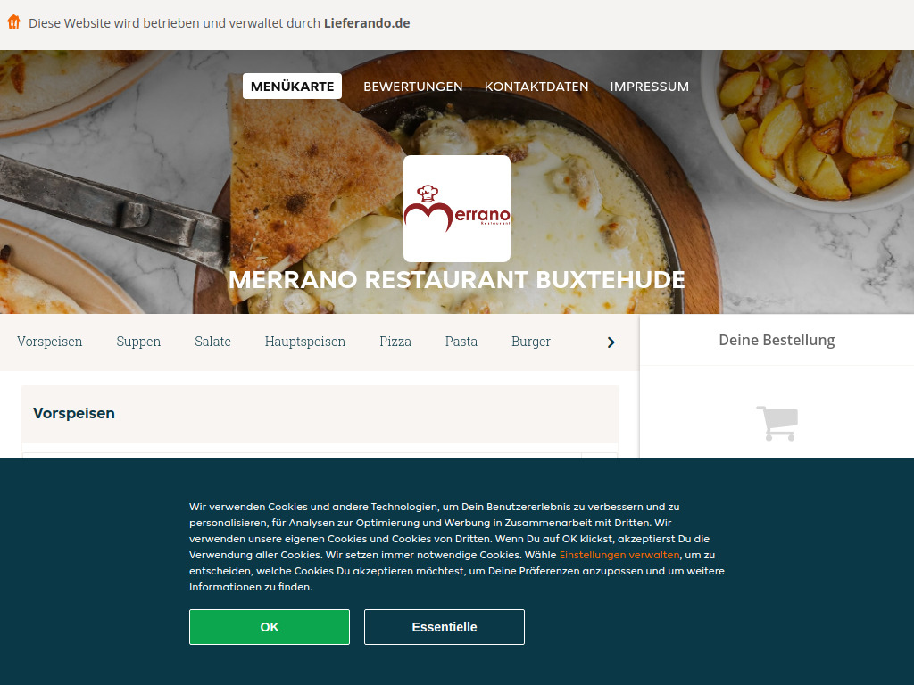 Website von Merrano Restaurant Buxtehude - Essen online bestellen in Buxtehude in Buxtehude