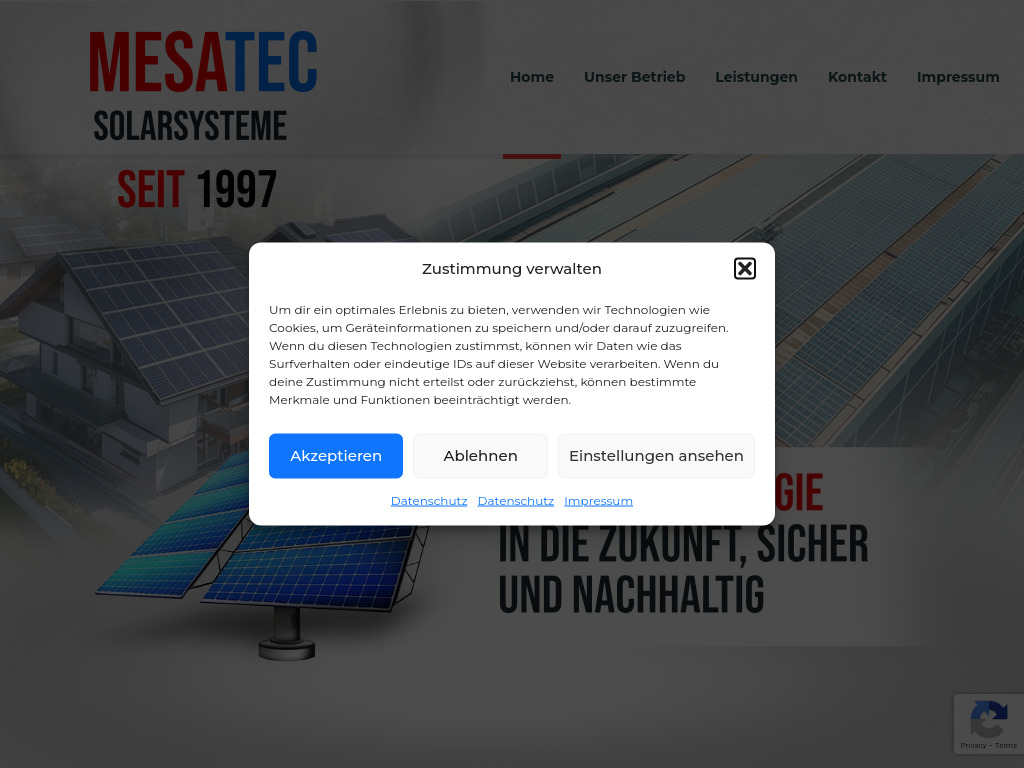 Website von mesatec-solar.de Karlheinz Nagel in Kirchentellinsfurt