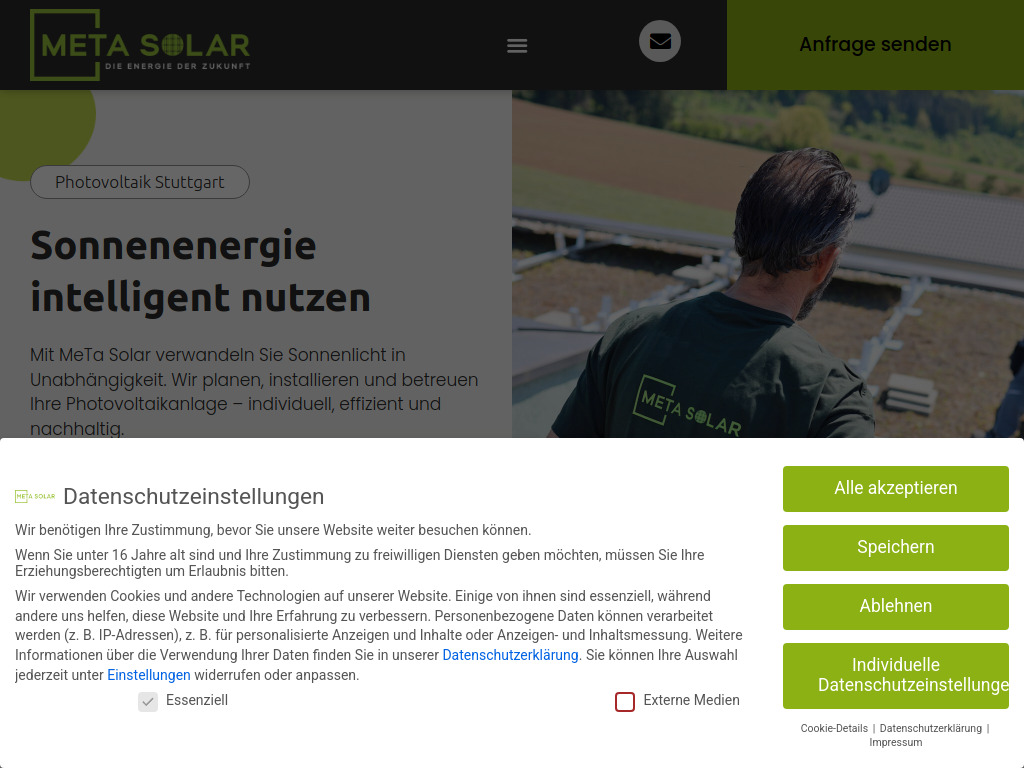 Website von MeTa Solarsysteme GbR in Stuttgart