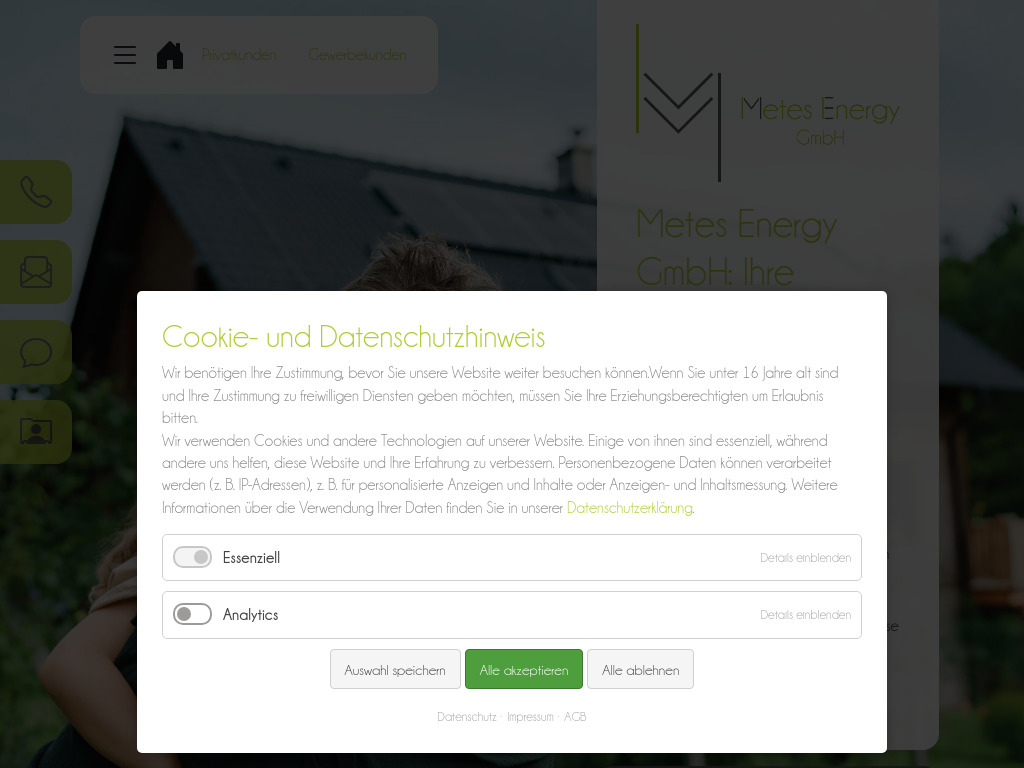 Website von Metes Energy GmbH in Wuppertal