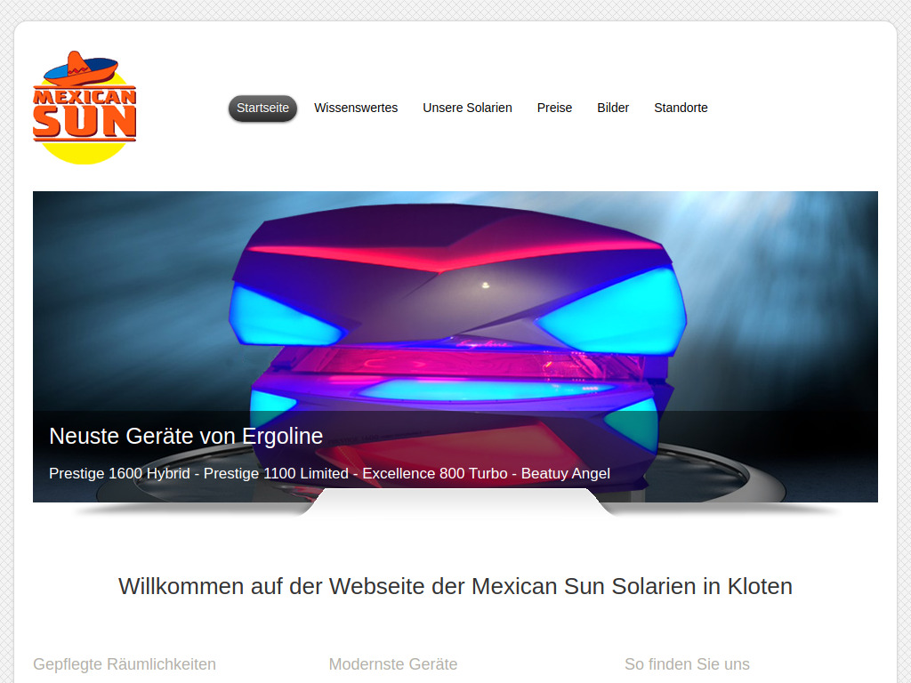 Website von Mexican Sun in Kloten