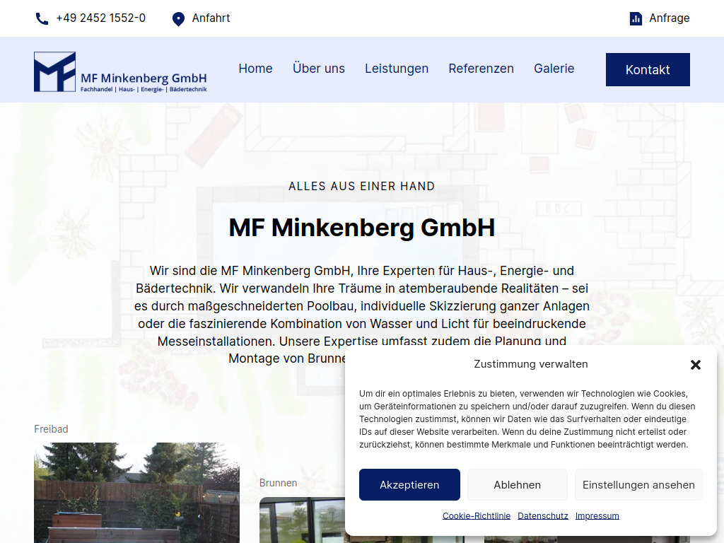 Website von MF Minkenberg GmbH in Heinsberg