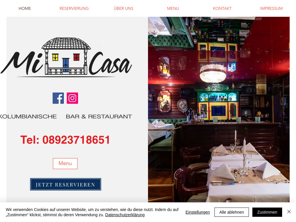 Website von Mi Casa Bar Restaurant in München