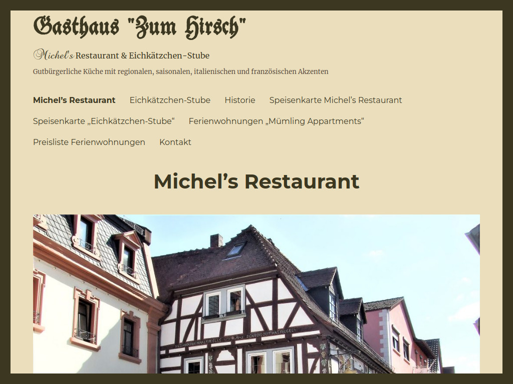 Website von Gasthaus "Zum Hirsch"