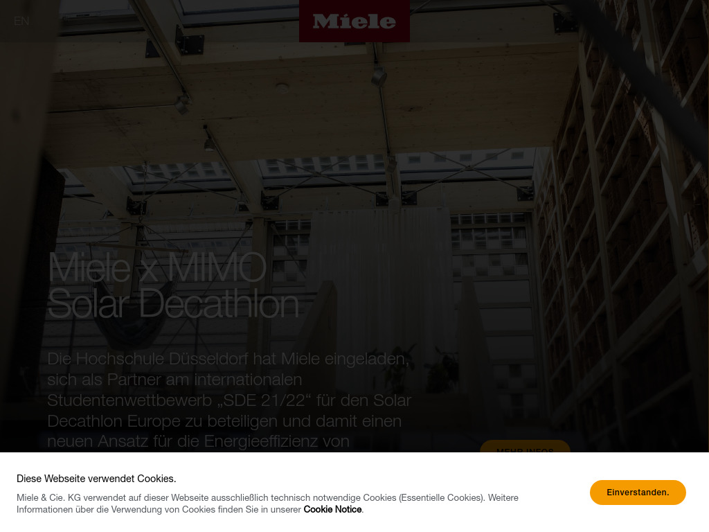 Website von Miele & Cie. KG in Gütersloh