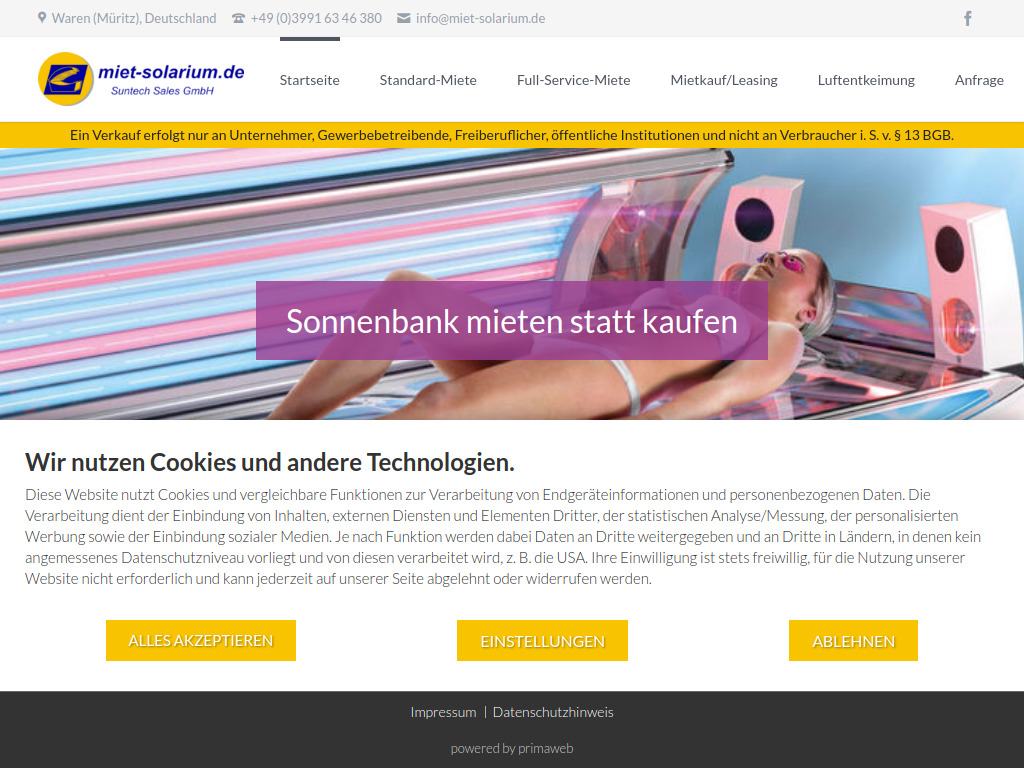 Website von SUNTECH SALES GmbH in Waren (Müritz)