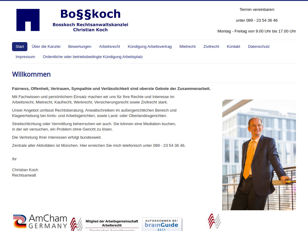 Website von Rechtsanwaltskanzlei Christian Koch in München