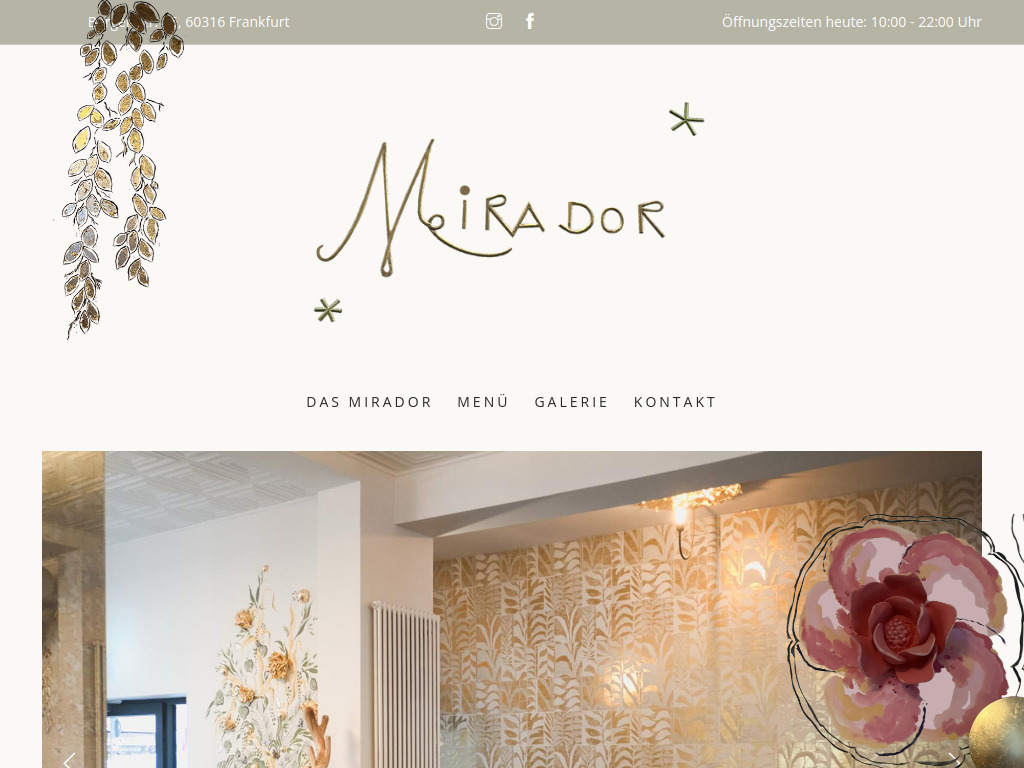 Website von Restaurant Mirador in Frankfurt