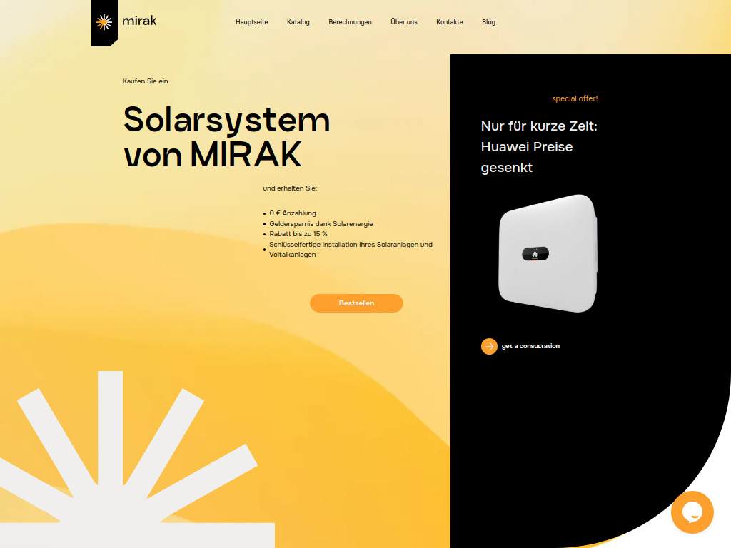 Website von MIRAK Solar Solutions GmbH in Berlin