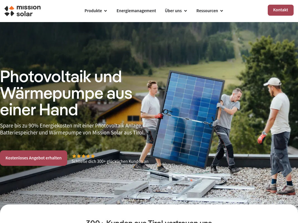 Website von Mission Solar GmbH in Innsbruck