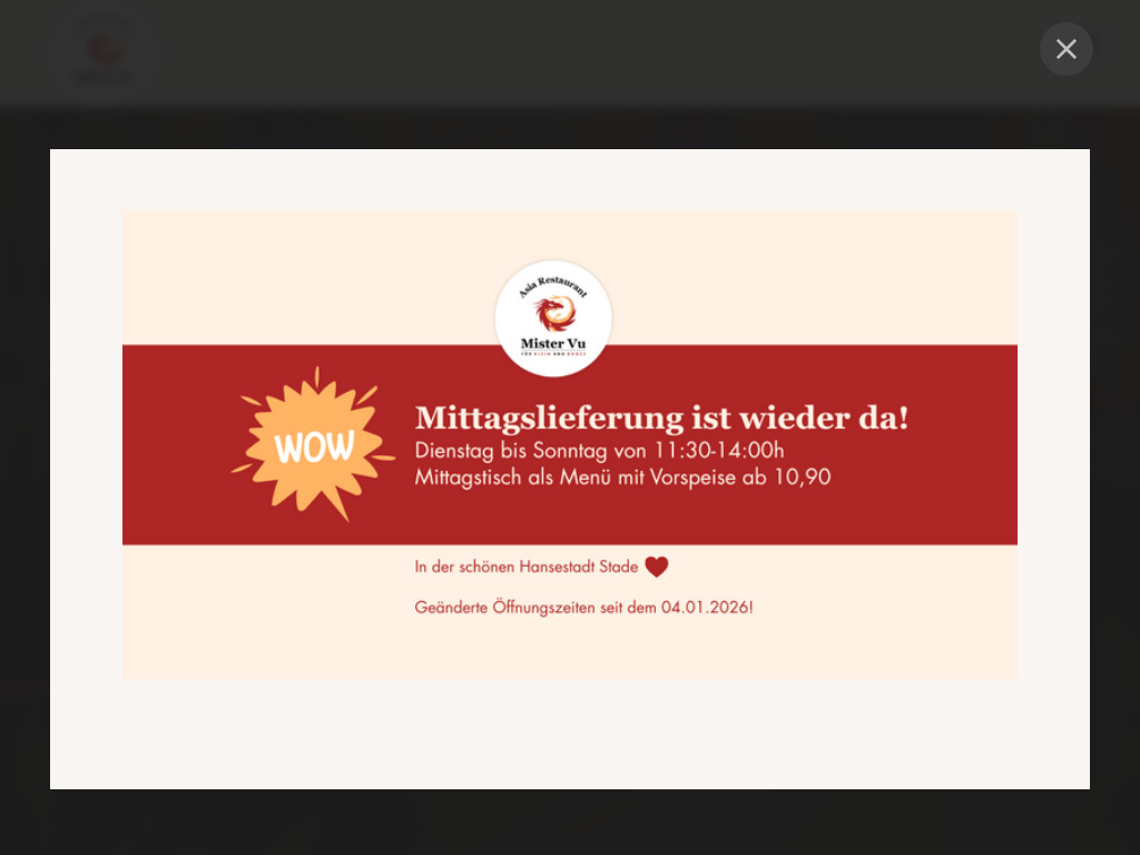 Website von Asia Restaurant Mister Vu in Stade