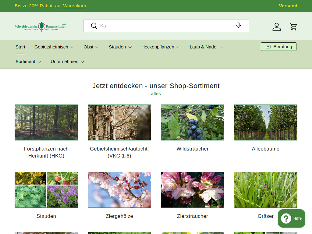 Website von Mitteldeutsche Baumschulen GmbH in Falkenstein