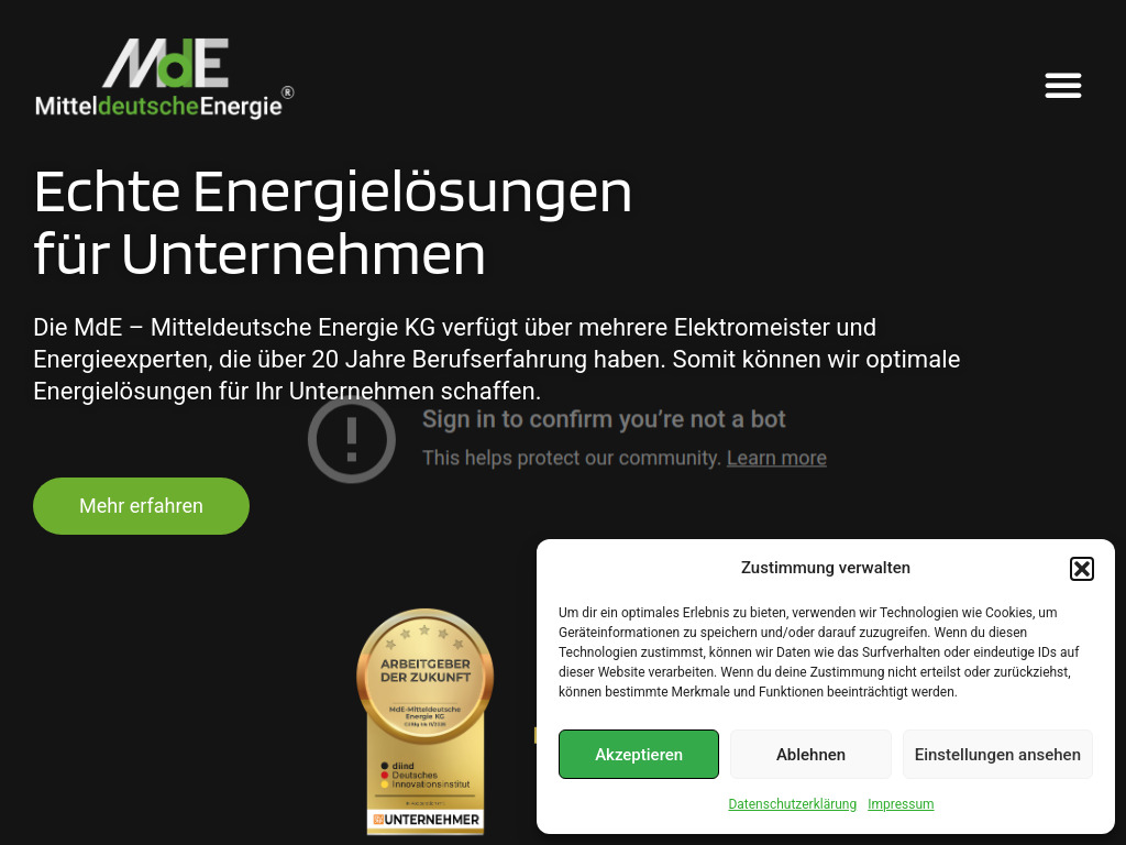 Website von MdE-Mitteldeutsche Energie KG in Zossen