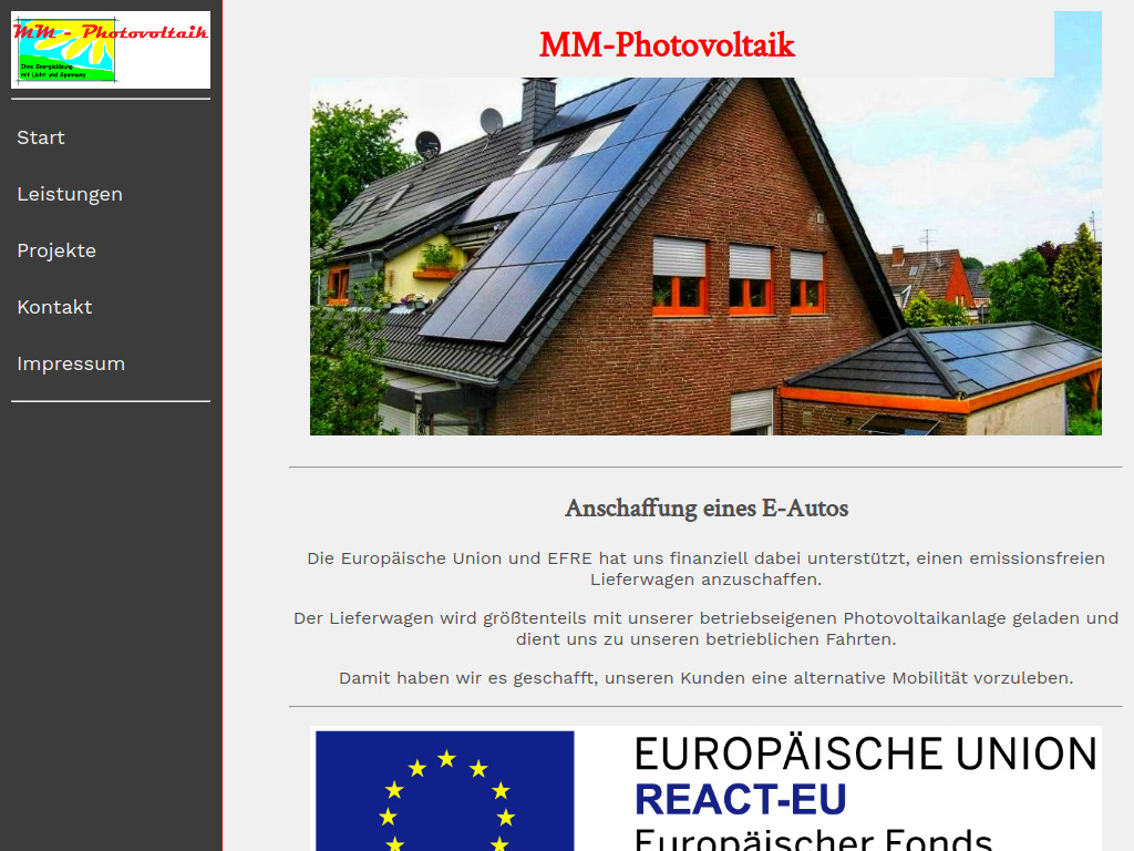 Website von MM-Photovoltaik in Hünxe