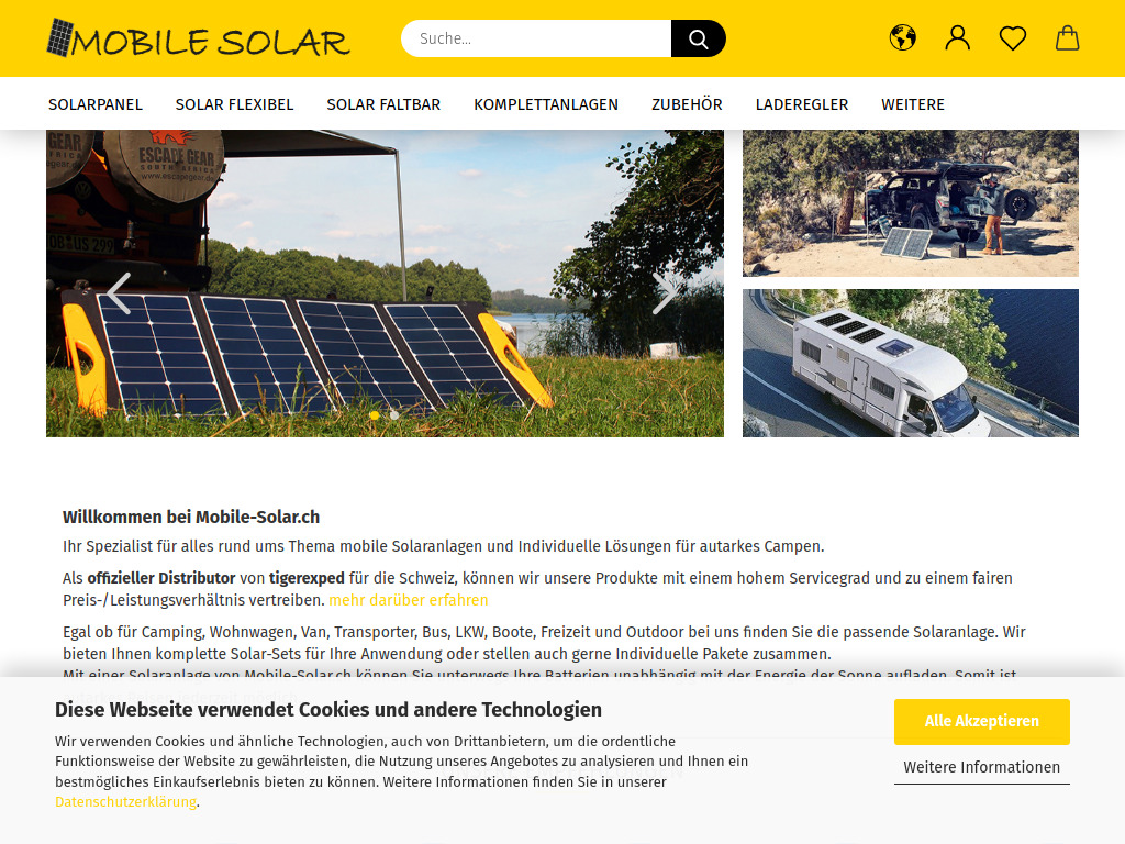 Website von Tommy's Garage und Caravaning-Shop.ch in Kiesen