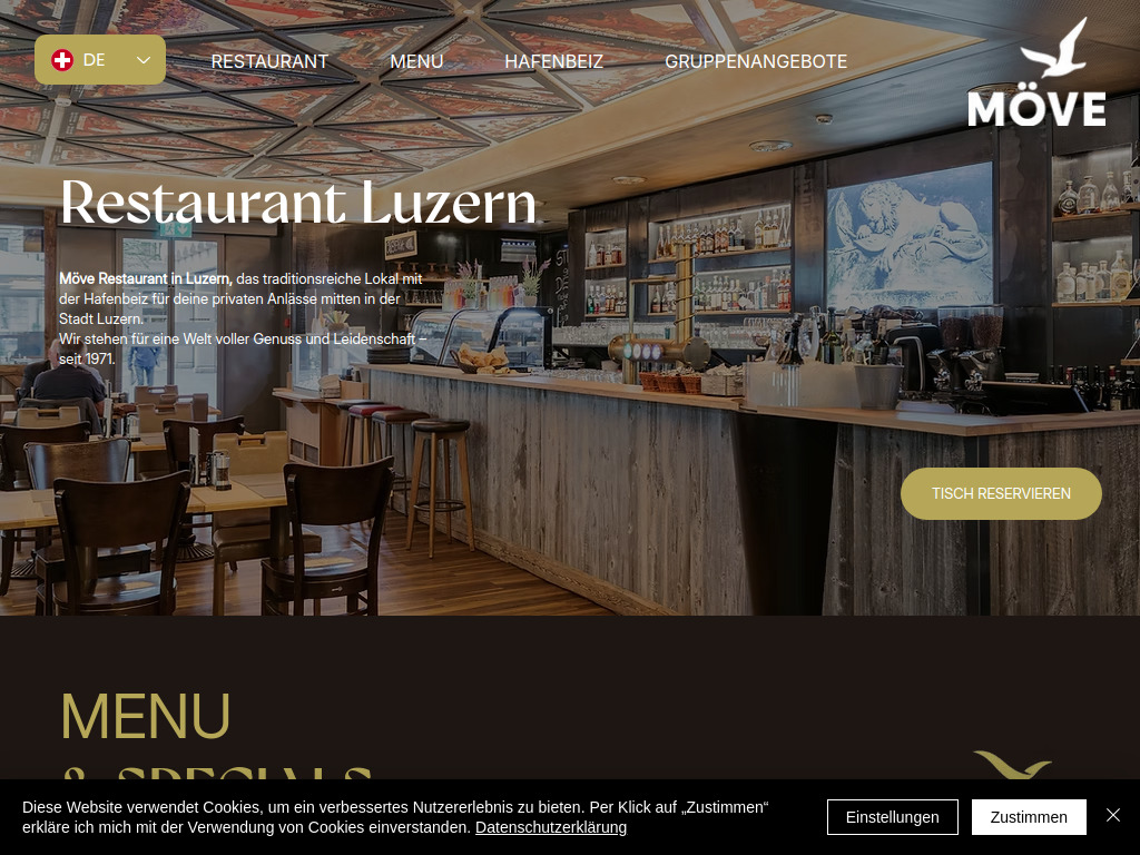 Website von Möve Restaurant Luzern in Luzern