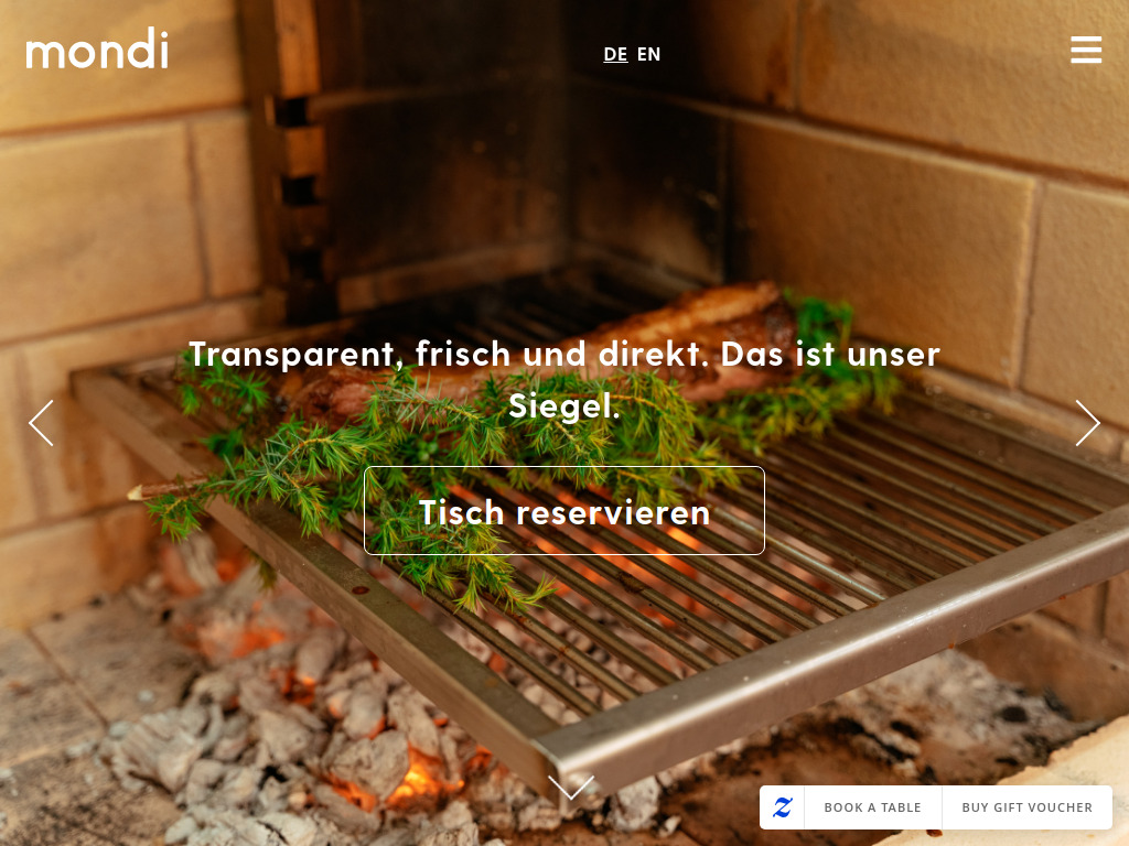 Website von Mondi Restaurant in Kassel