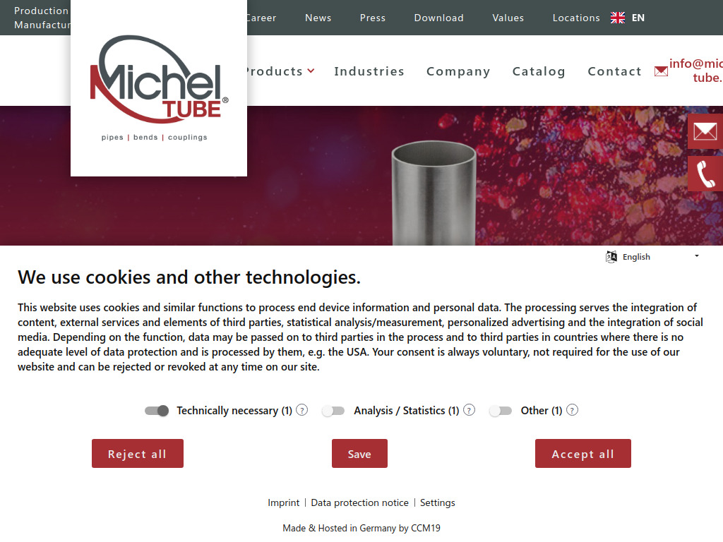 Website von Michel Tube Engineering GmbH in Tauberbischofsheim