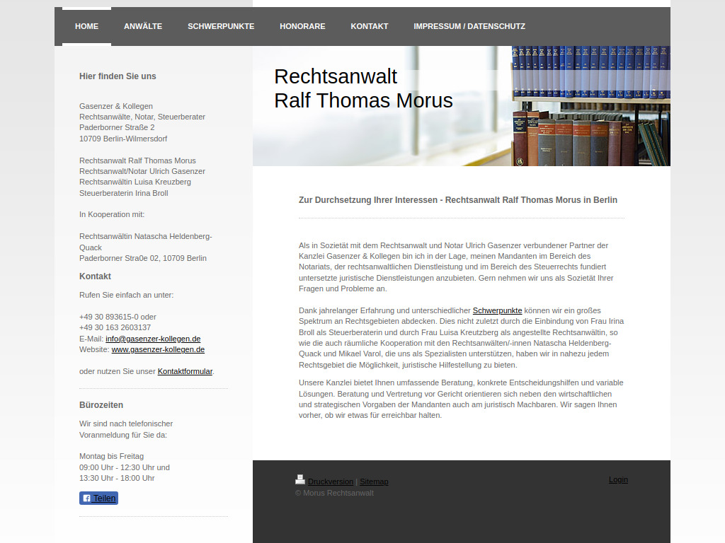 Website von Gasenzer & Kollegen in Berlin