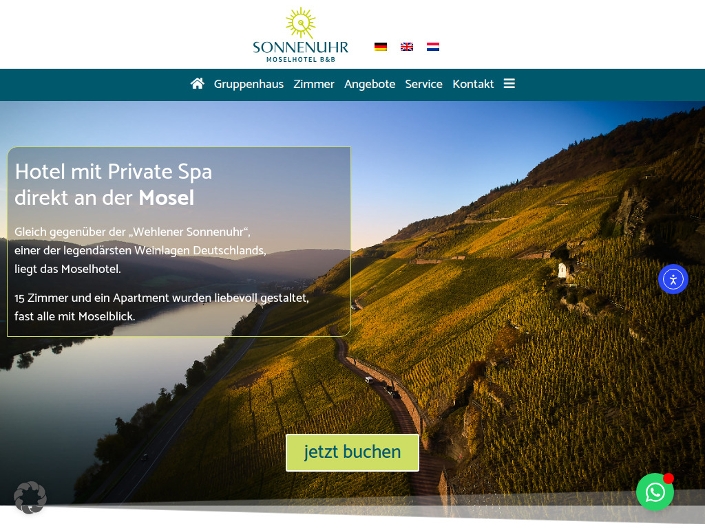 Website von Moselhotel Sonnenuhr GmbH in Bernkastel-Wehlen