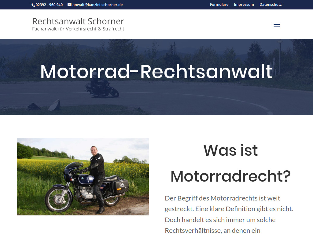 Website von Rechtsanwalt Ulrich Schorner in Neuenrade