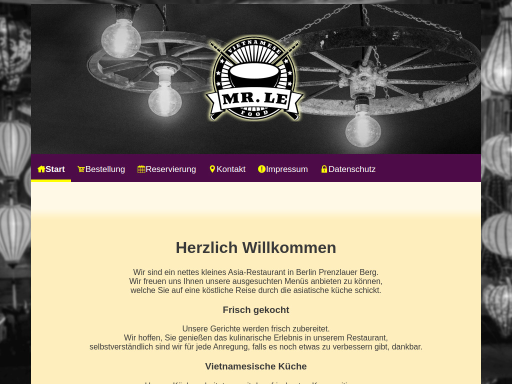 Website von Mr. Le Restaurant Vietnamese Food in Berlin