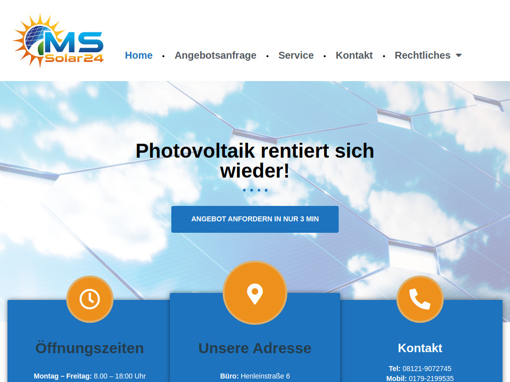 Website von MS-Solar24 GmbH in Markt Schwaben