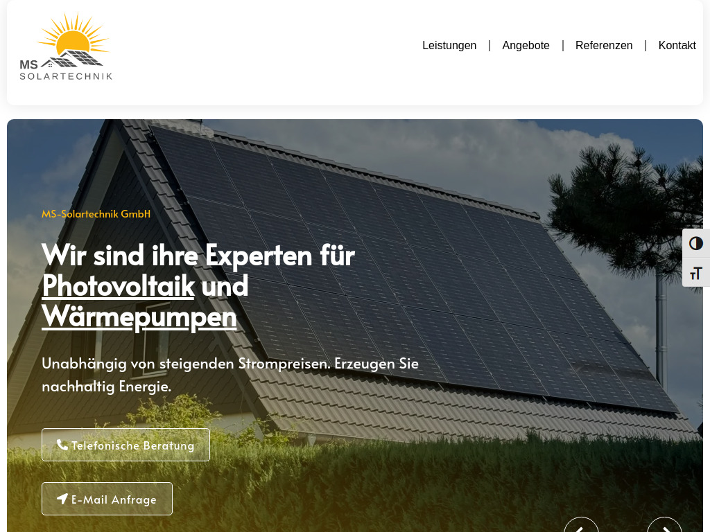 Website von MS Solartechnik GmbH in Bornhöved