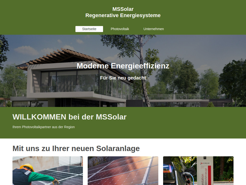 Website von MSSolar Regenerative Energiesysteme in Rudolstadt