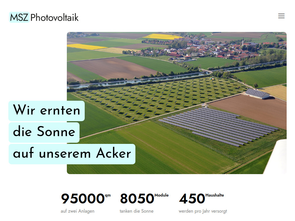Website von MSZ Photovoltaik GmbH & Co. KG in Niederding