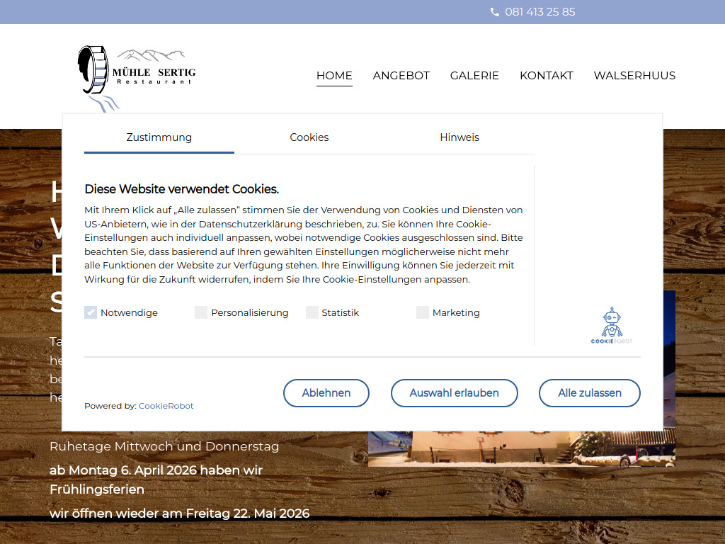 Website von Walserhuus Sertig AG in Davos Clavadel