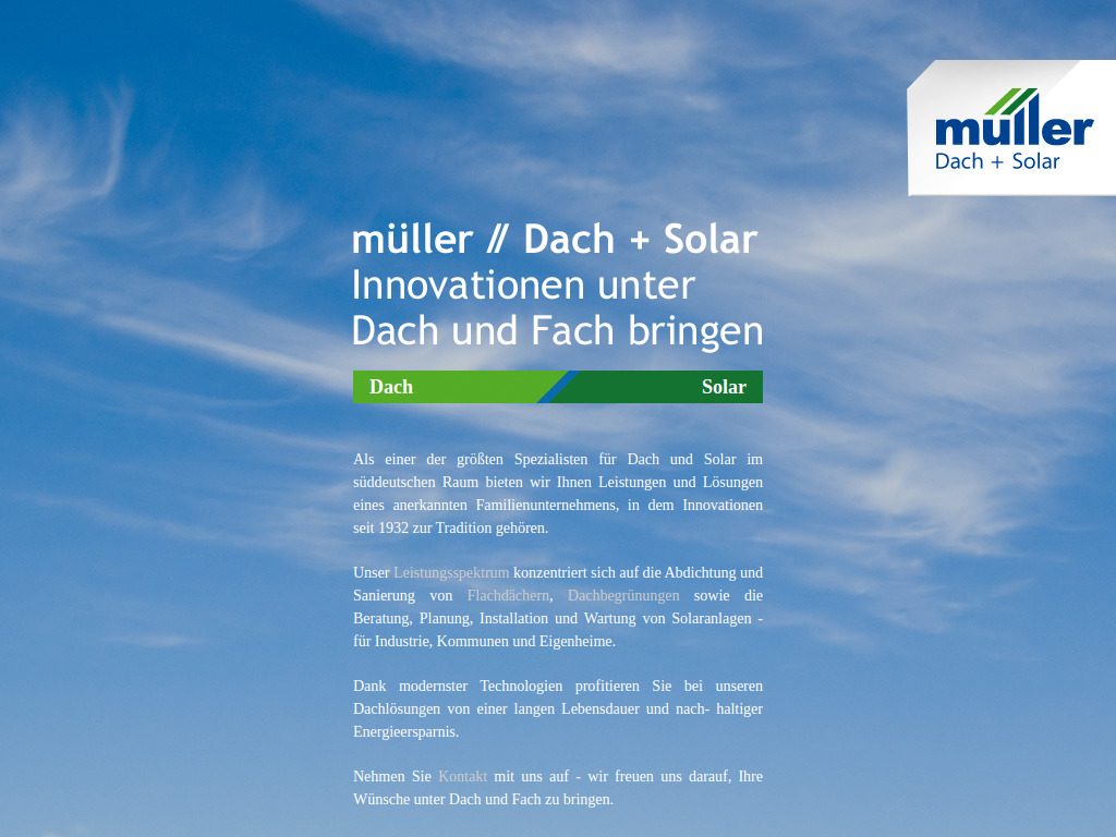 Website von Müller Dach und Solar