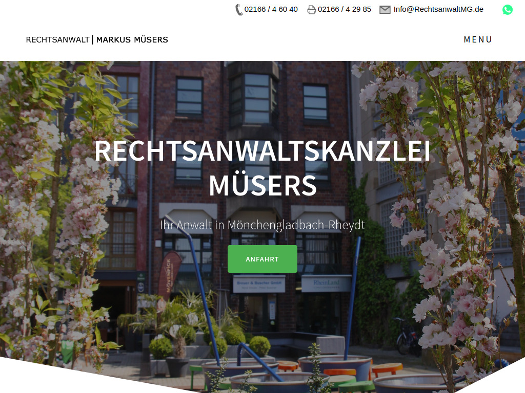 Website von Rechtsanwaltskanzlei Müsers in Mönchengladbach