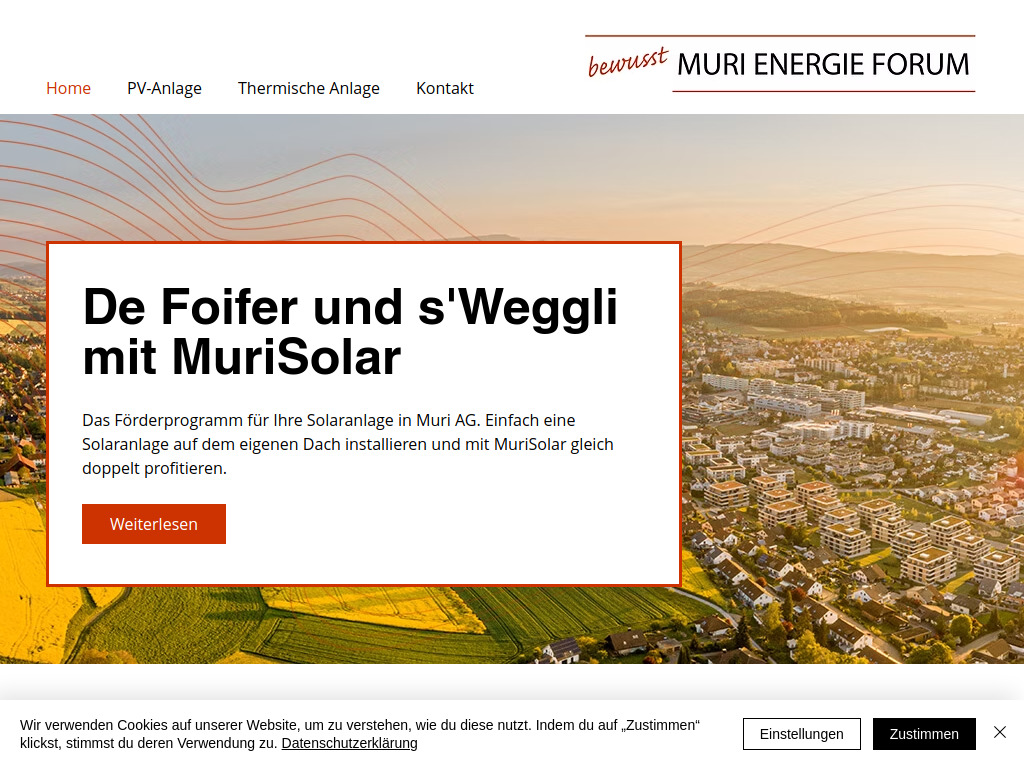 Website von Muri Energie Forum in Muri begrenzt