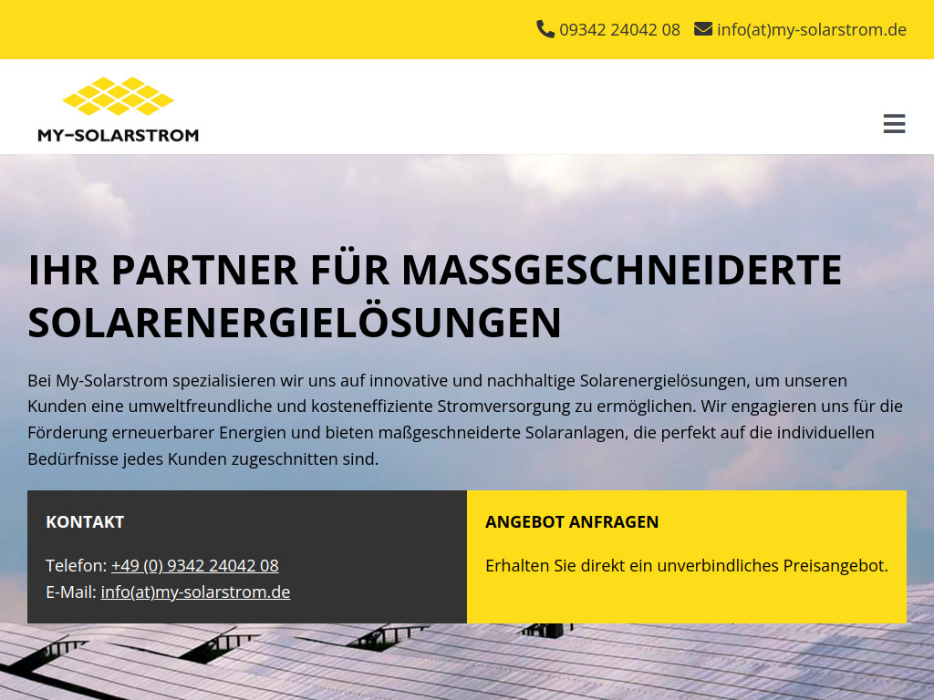 Website von MY-Solarstrom GbR in Wertheim