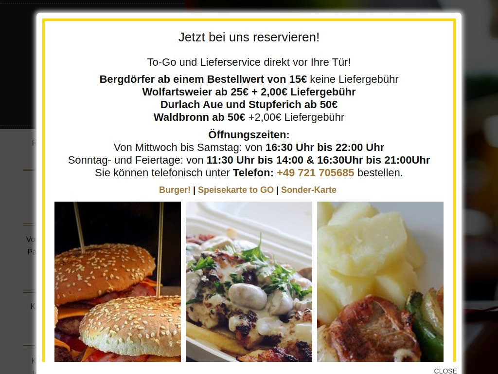 Website von Restaurant „Gatto Nero" in Karlsruhe
