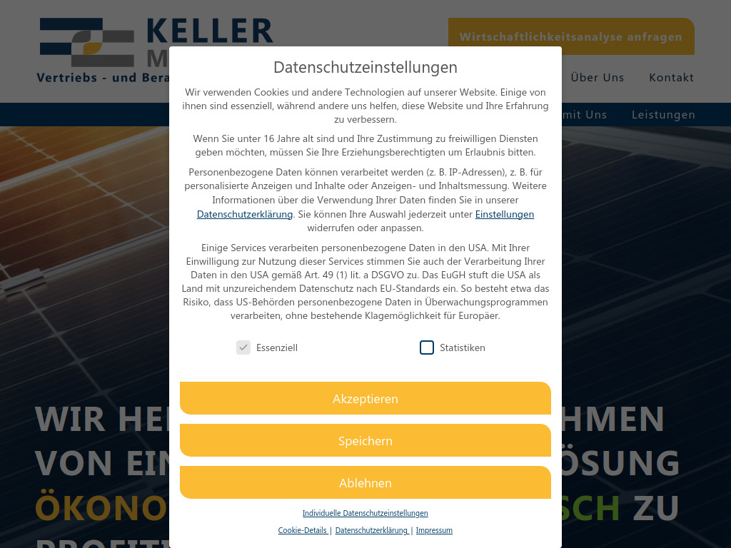 Website von KELLER MySolarAdvisor in Reutlingen