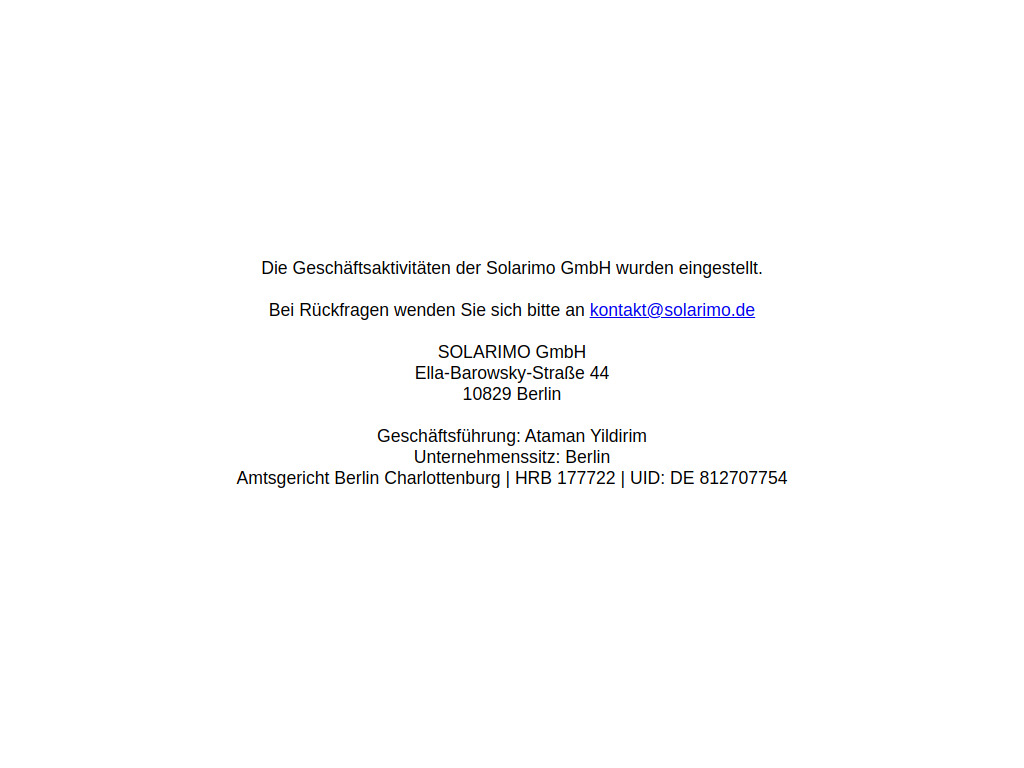 Website von SOLARIMO GmbH in Berlin