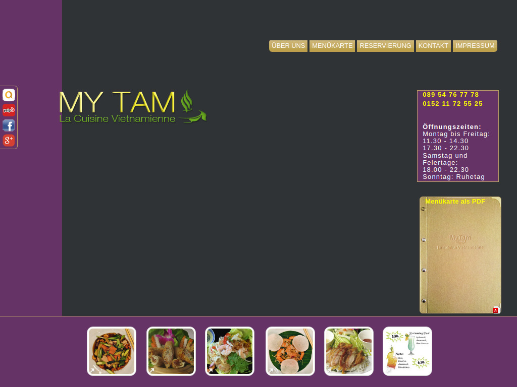 Website von My Tam Restaurant in München