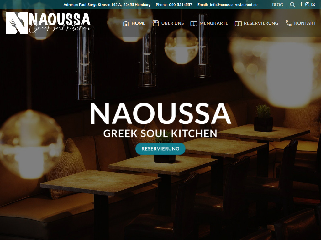Website von Restaurant Naoussa in Hamburg